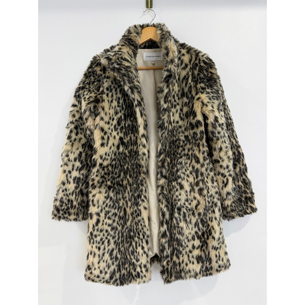 Cupcakes and Cashmere Leopard Faux Fur Coat Womens XS
